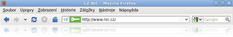 Ukázka adresní lišty s DNSSEC Validátorem