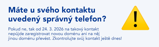 Novinky v registru: Telefonu kontaktu