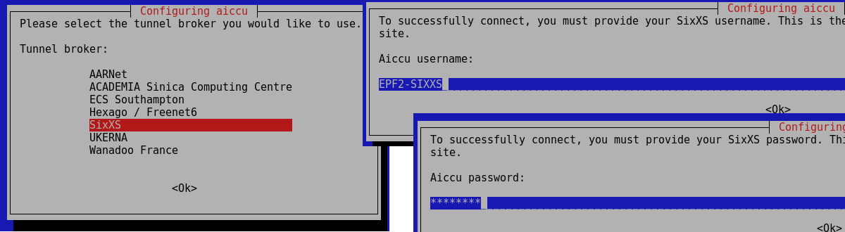 Instalace aiccu obr.3. SixXS aiccu installation